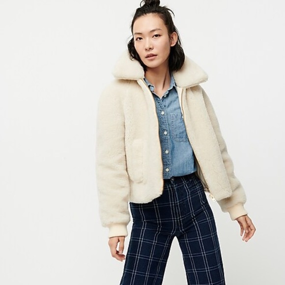 JCREW FLEECE BOMBER JACKET Sz Small NWT - Picture 1 of 9